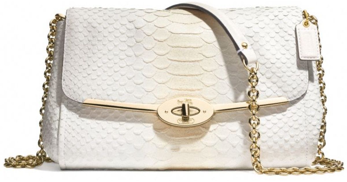 COACH Madison Pinnacle Chain Crossbody In Python Embossed Leather in li ...