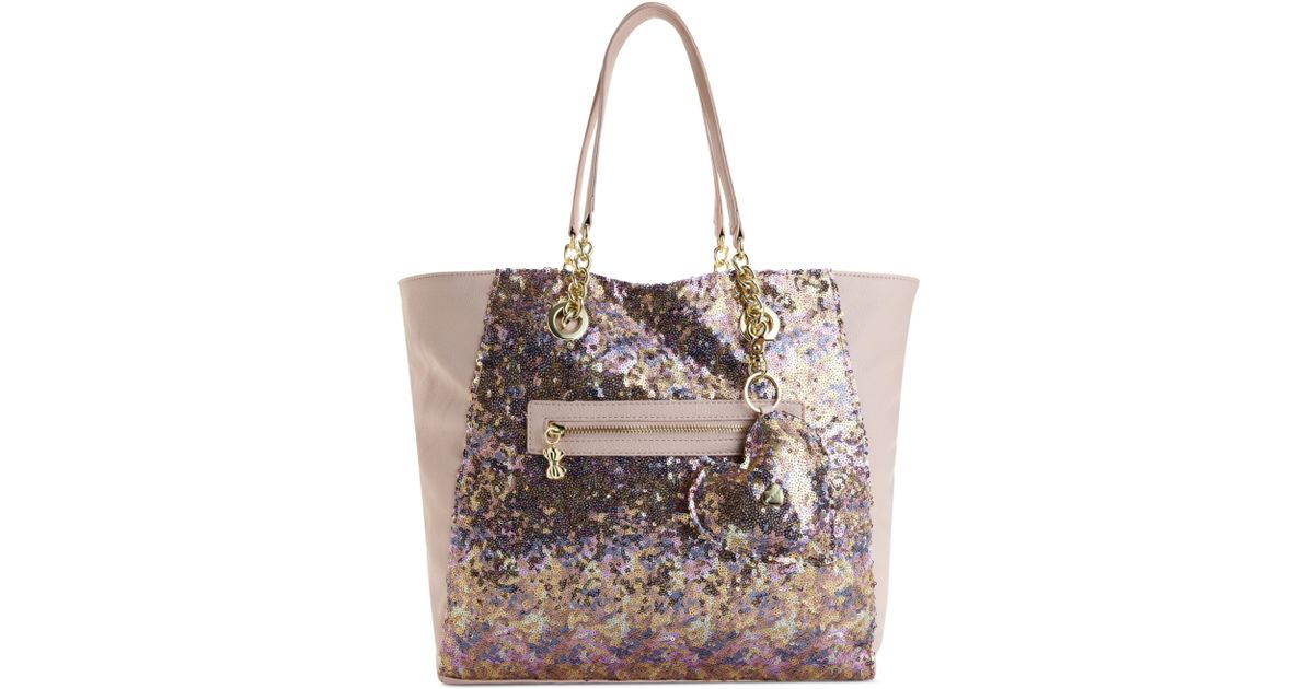 betsey johnson pink sequin purse