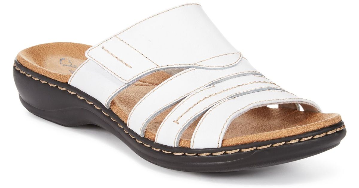 Clarks Collection Women&#39;s Leisa Grove Flat Sandals (only At Macy&#39;s) in White - Lyst