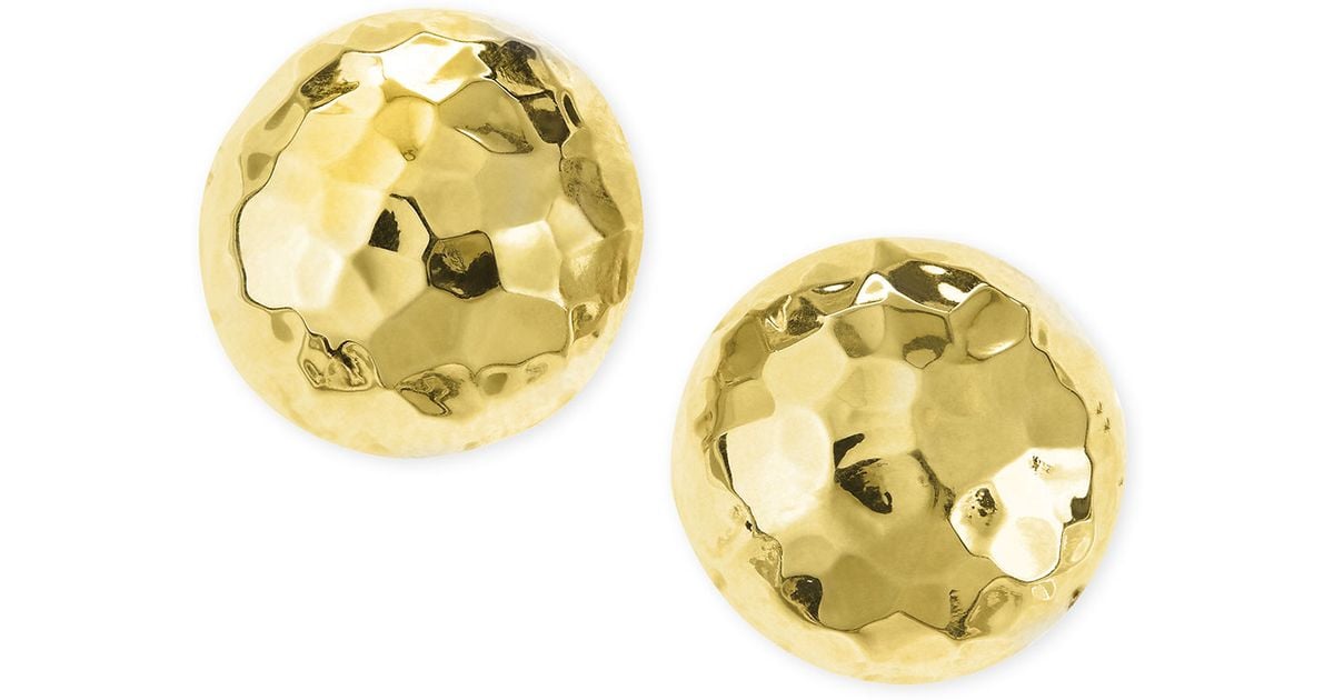 Roy Rose Jewelry 14K Yellow Gold Hammered Half Ball Post Earrings