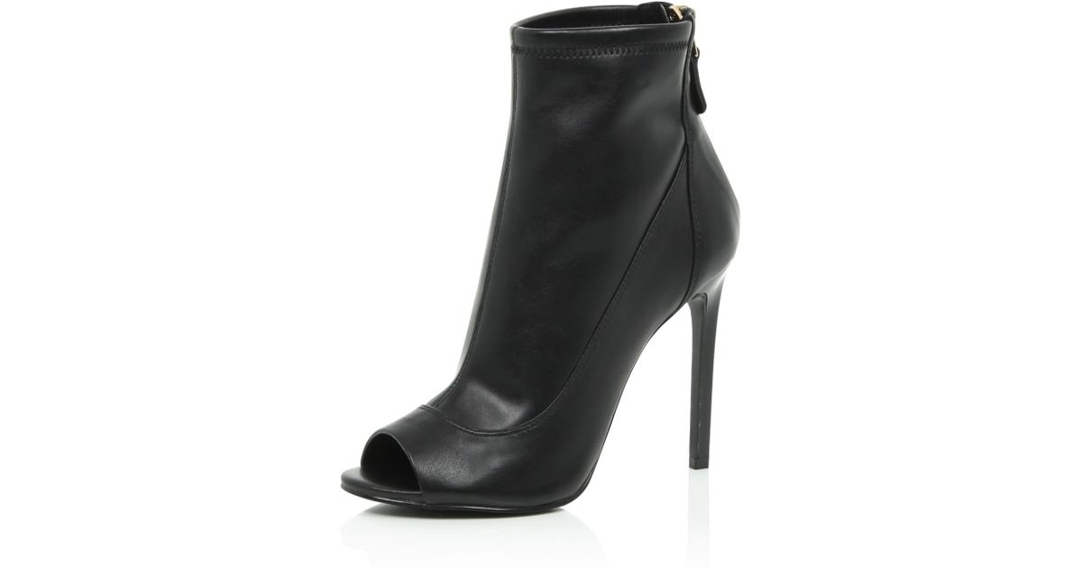 Leather Peep Toe Ankle Boots - Lyst