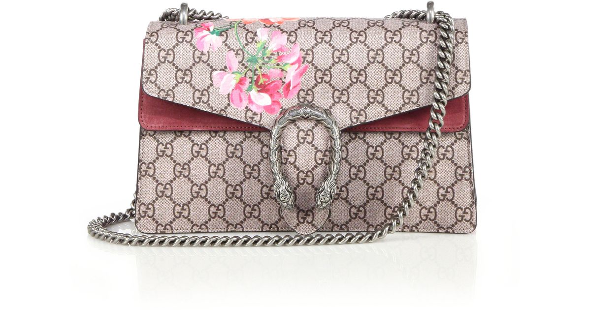 Lyst Gucci Dionysus Small Geranium Print Shoulder Bag In Gray