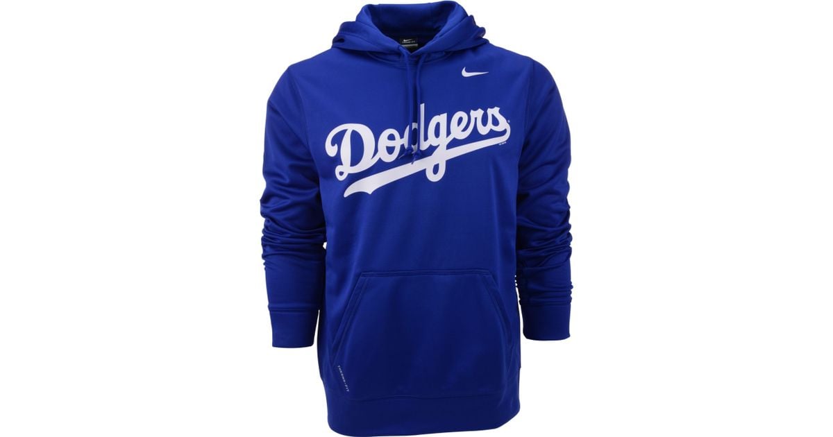 Nike LA Dodgers Wordmark Therma Performance Pullover Hoodie Blue - RUSH BLUE