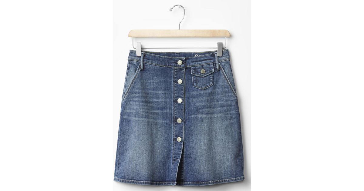 gap button front denim skirt