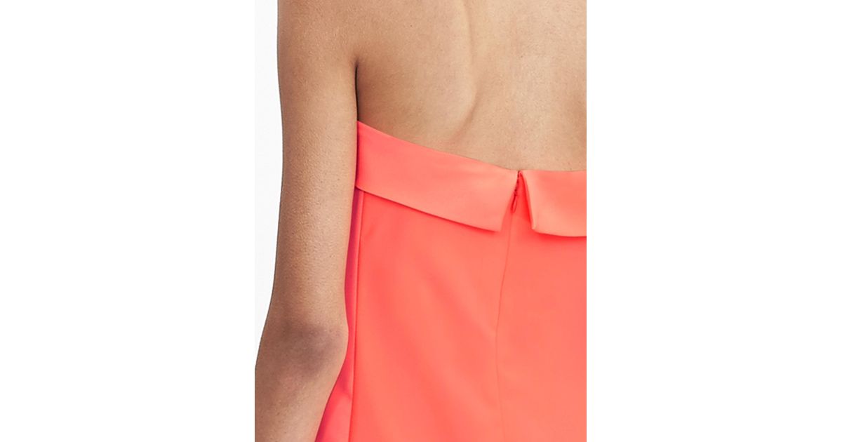 Neon Coral Strapless Dress