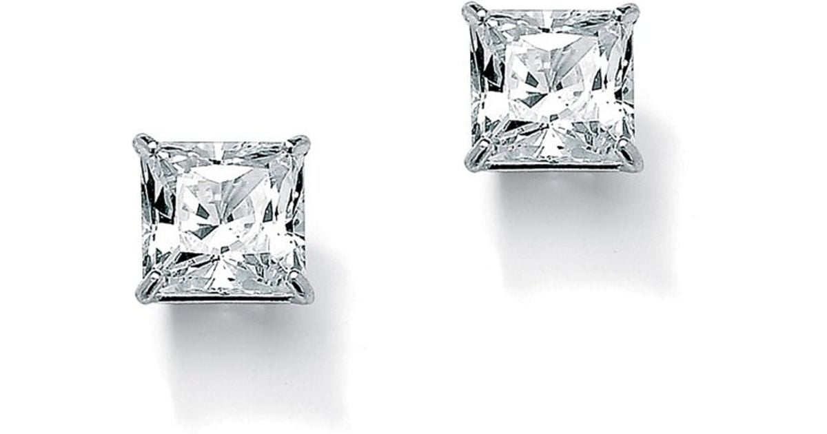 Real Diamond 14k White Gold Over Small Square Princess Cut Real Diamond 14k White Gold Over Small Square Princess Cut Stud Earrings