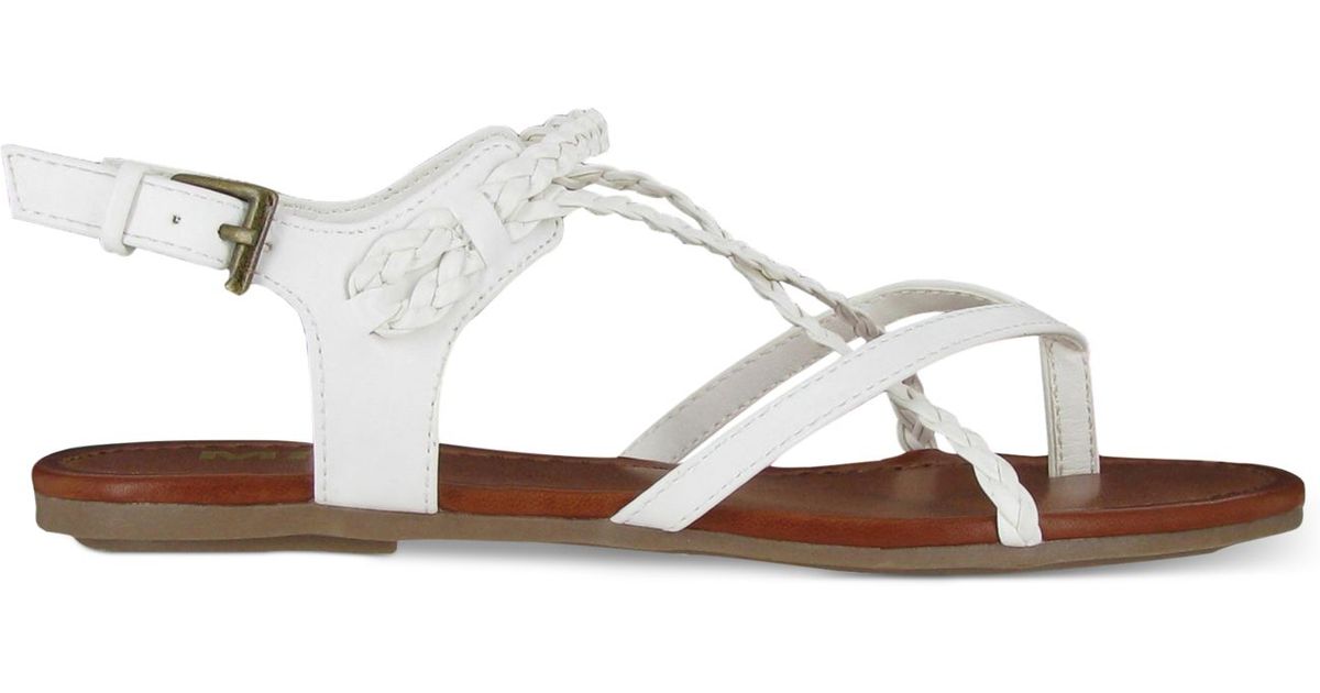Mia Adriana Braided Flat Strappy Sandals In White Lyst 