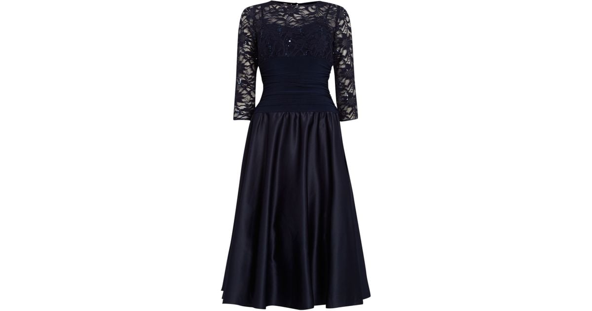 Eliza J Sweetheart Flared Dress With Lace Sleeves - House of Fraser