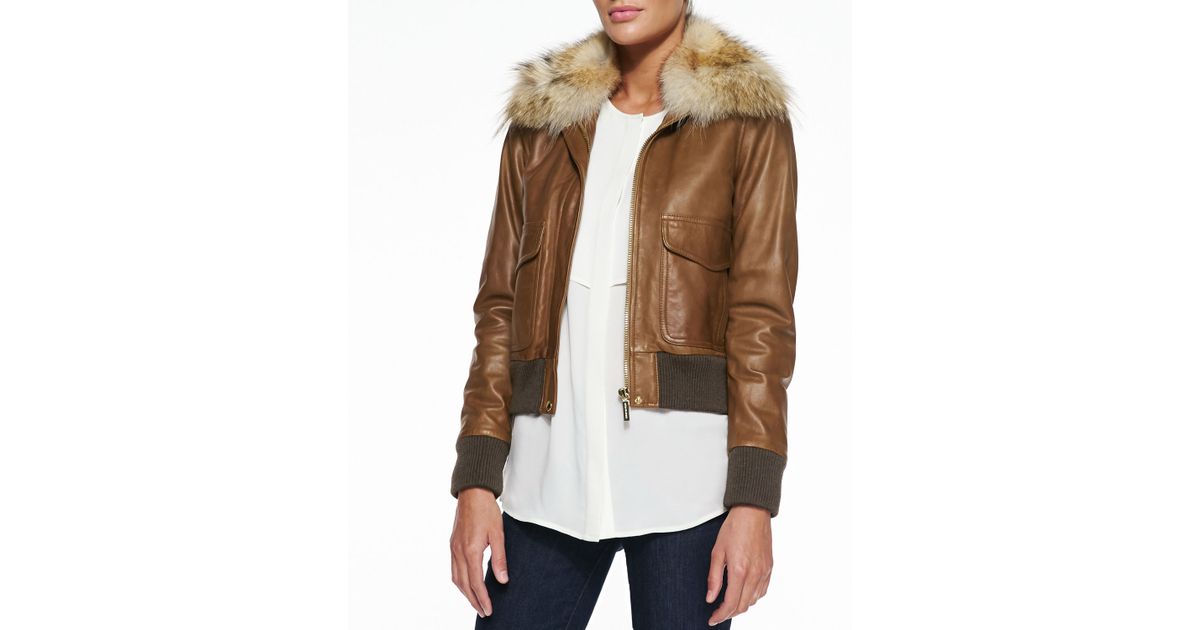 michael kors fur trimmed bomber jacket