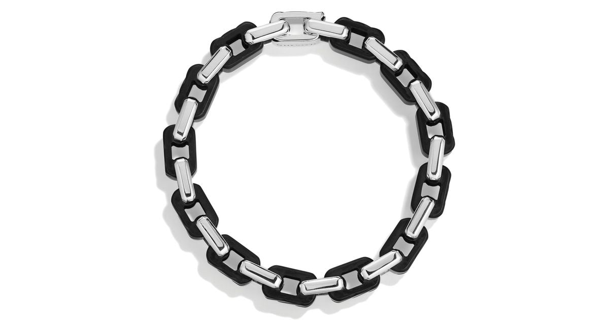 David Yurman Modern Cable Empire Link Bracelet in Black/Silver ...