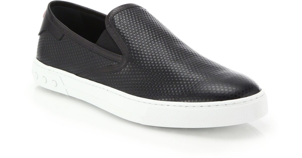 Tod's Textured Leather Slip-on Sneakers in Black for Men | Lyst