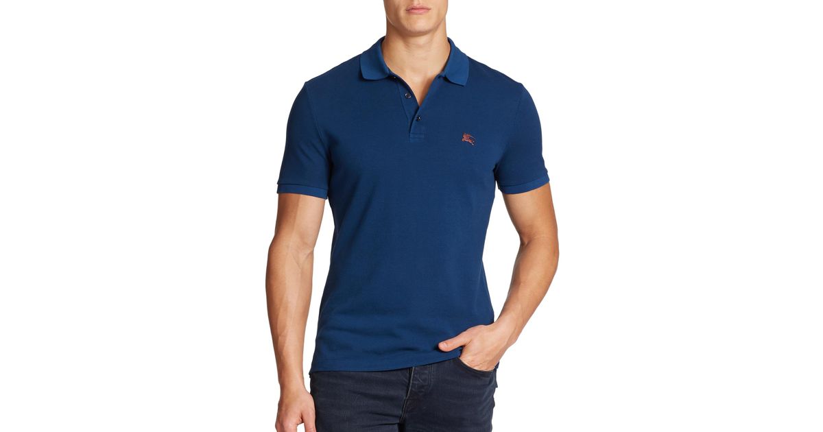 blue burberry polo