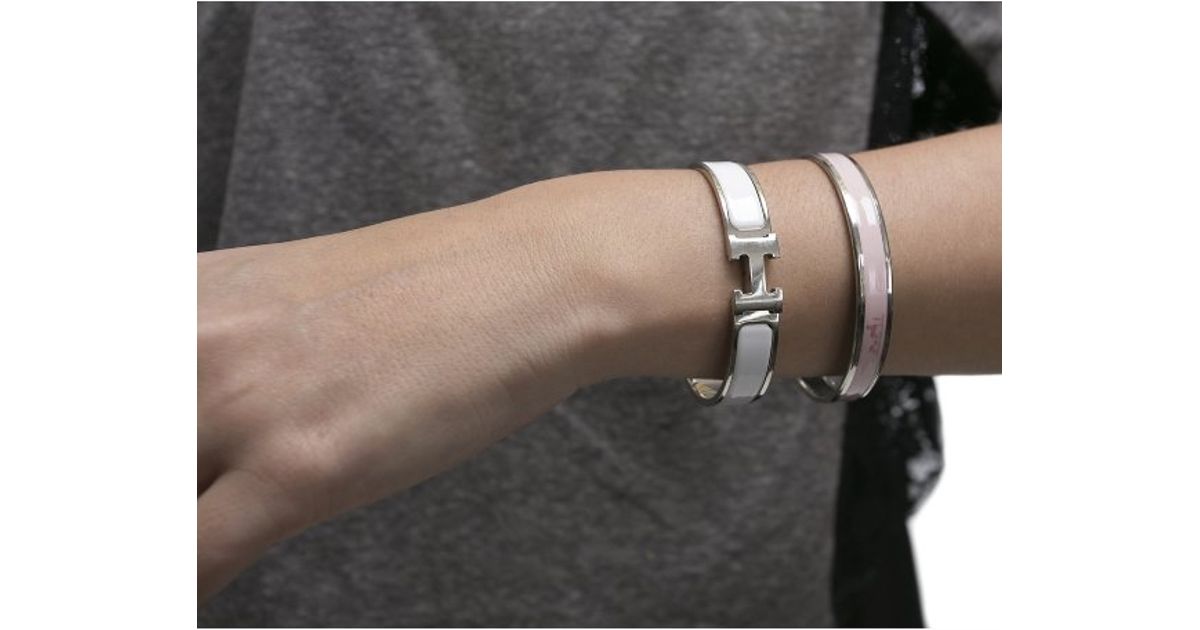 Lyst Hermès Pre Owned White Enamel Silver Clic Clac Pm Bracelet In Lyst Hermès Pre Owned White Enamel Silver Clic Clac Pm Bracelet In