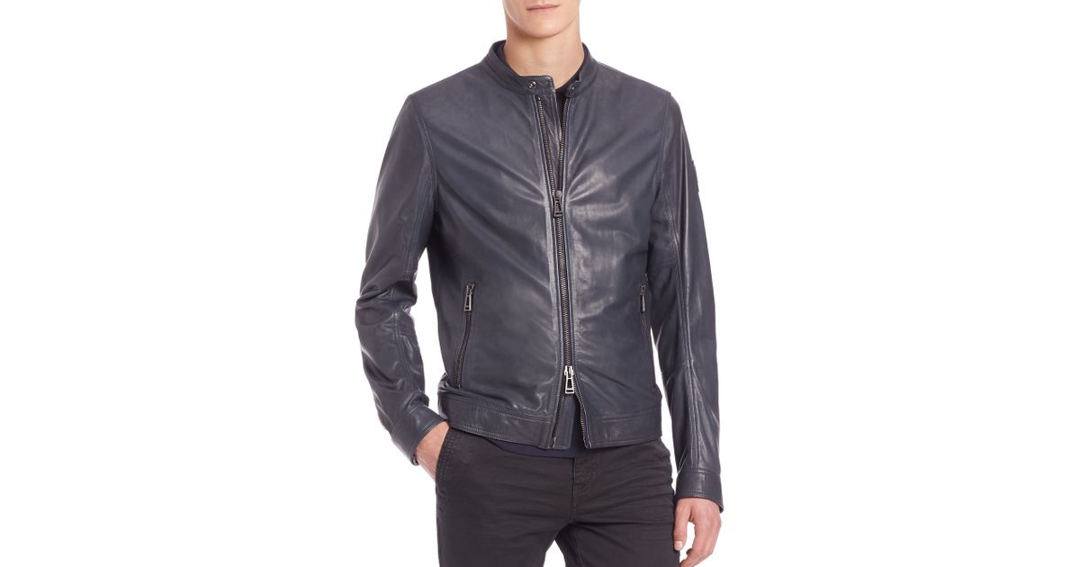 Belstaff Blue Gransden Leather Jacket For Men