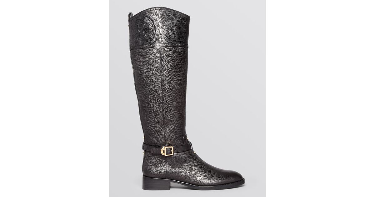 Tory Burch Tall Flat Riding Boots Marlene in Black (Brown) - Lyst