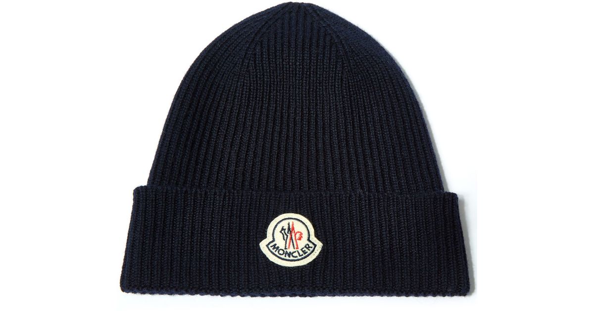Moncler Navy Ribbed-knit Wool Beanie 