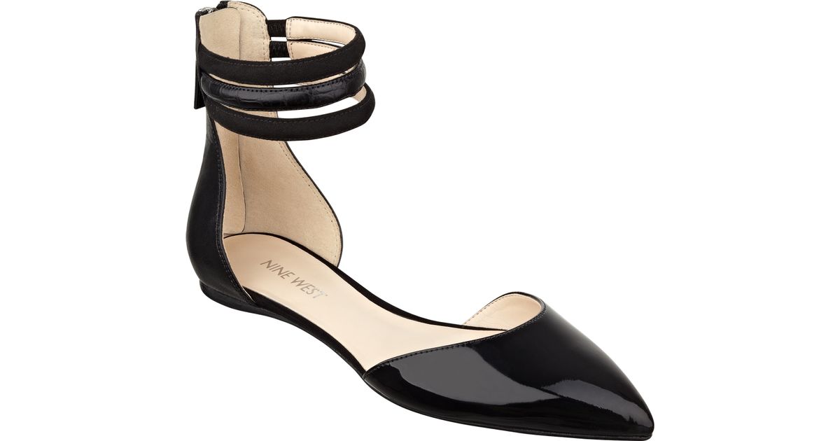 black flats with ankle wrap