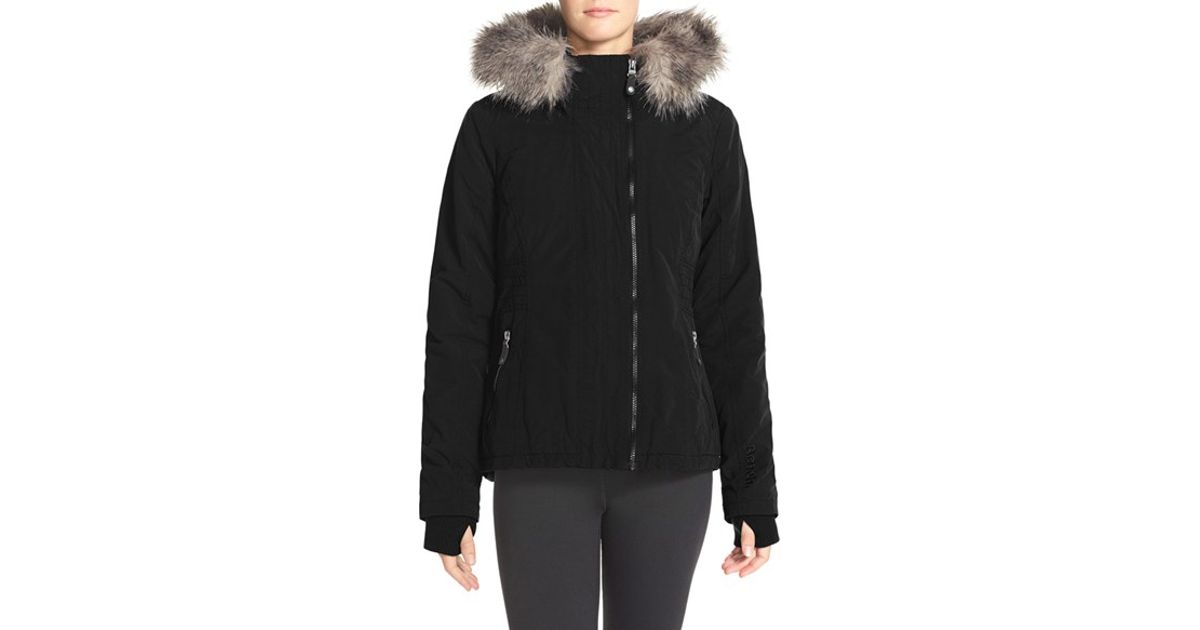 Bench Kidder Ii Water Resistant Faux Fur Trim Jacket In Black Lyst