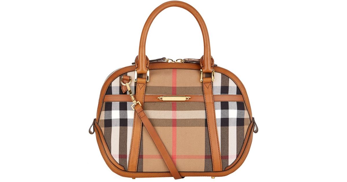 Burberry Small Orchard House Check Bowling Bag In Brown Lyst
