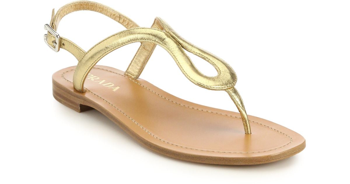 gold prada sandals