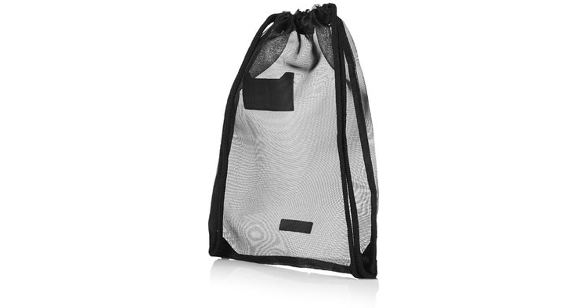 black mesh drawstring bag