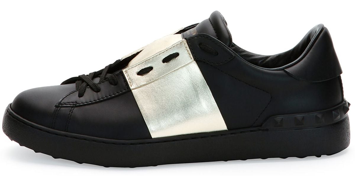 Valentino Leather Low-Top Sneaker With 