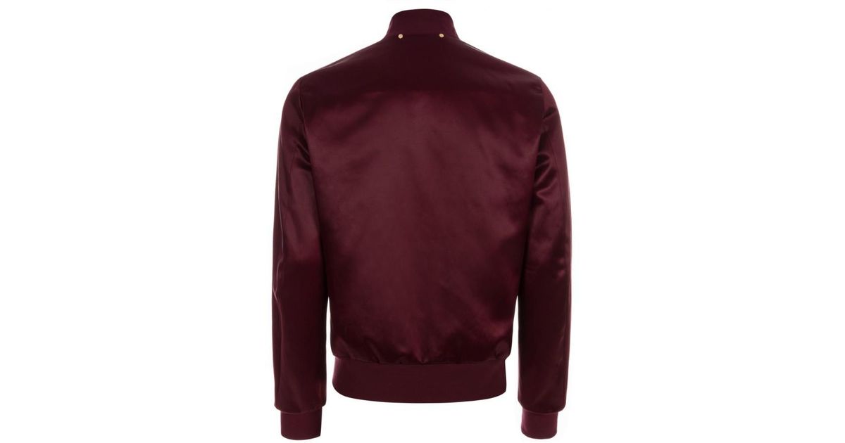 Paul Smith Men S Burgundy Satin Bomber Jacket In Purple For Men Lyst
