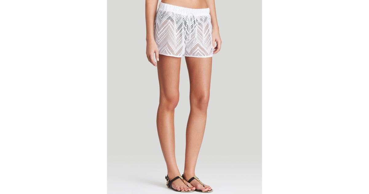 white swim cover up shorts
