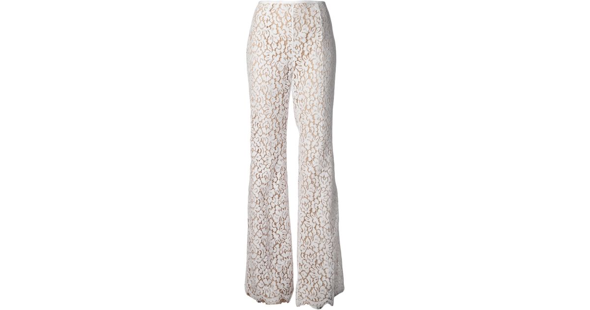 Michael Kors Floral Lace Trousers in White | Lyst