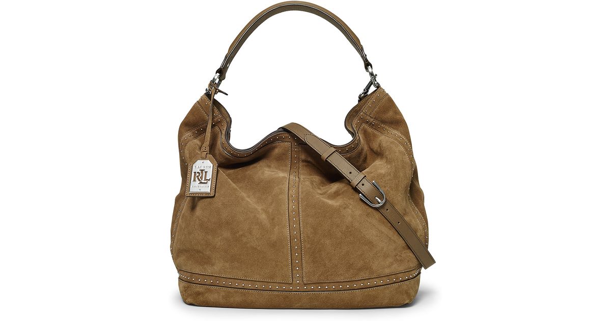 Lyst Ralph Lauren Bastwick Suede Hobo Bag In Brown