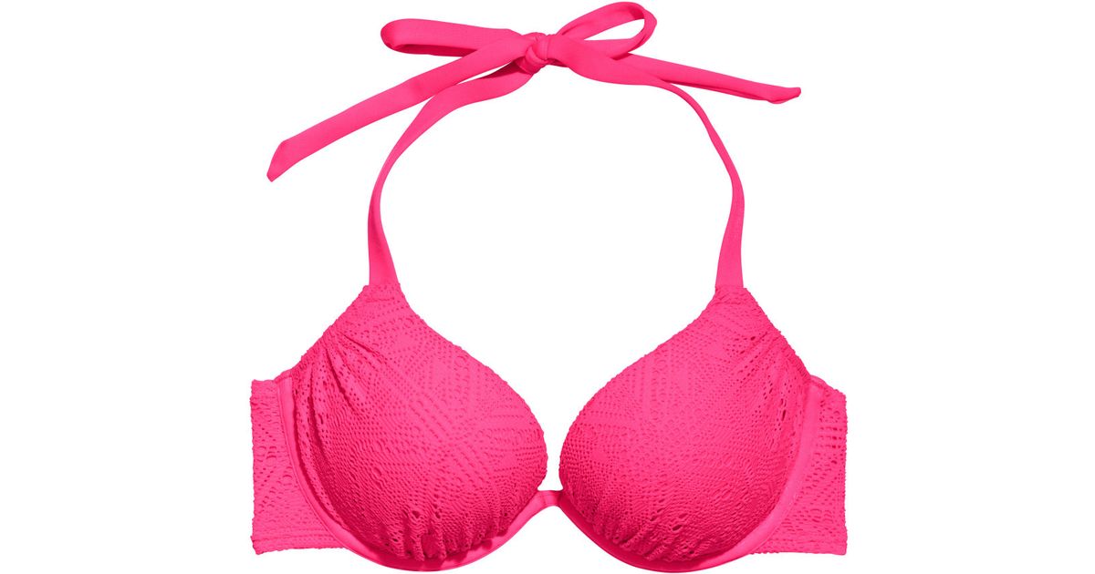H&M Super Push-Up Bikini Top in Neon Pink (Pink) | Lyst