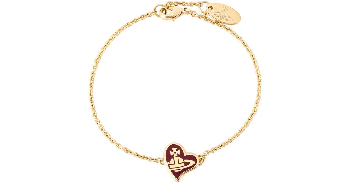 Vivienne Westwood Enamel Heart Charm Bracelet in Metallic - Lyst