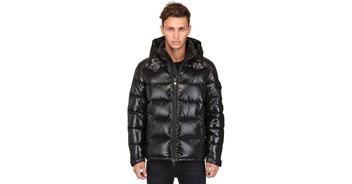 shiny moncler coat with fur