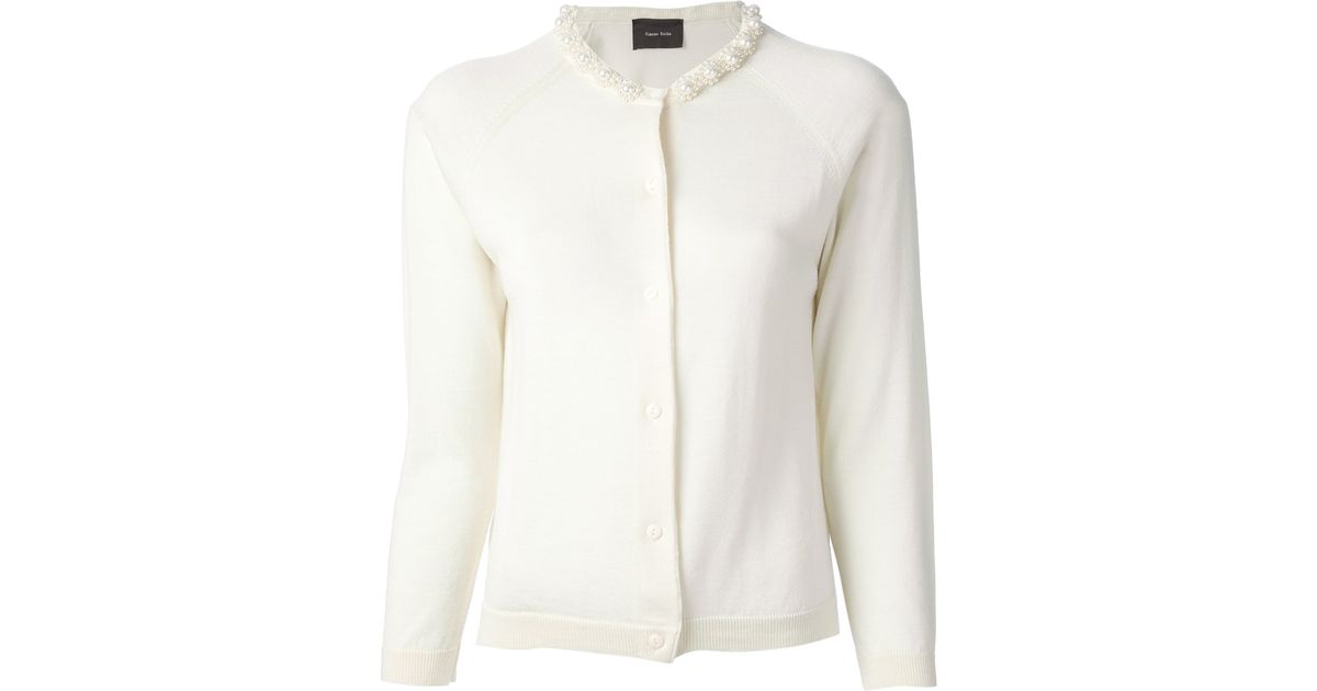 white embellished cardigan