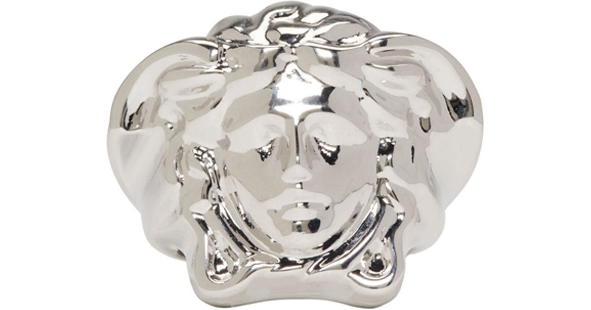 versace silver ring for men