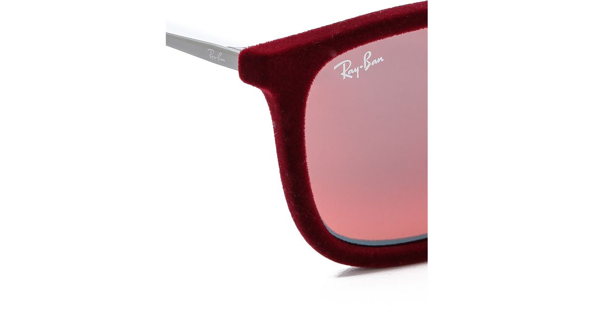 Ray-Ban Youngster Square Velvet Sunglasses - Flock Grey in Red | Lyst