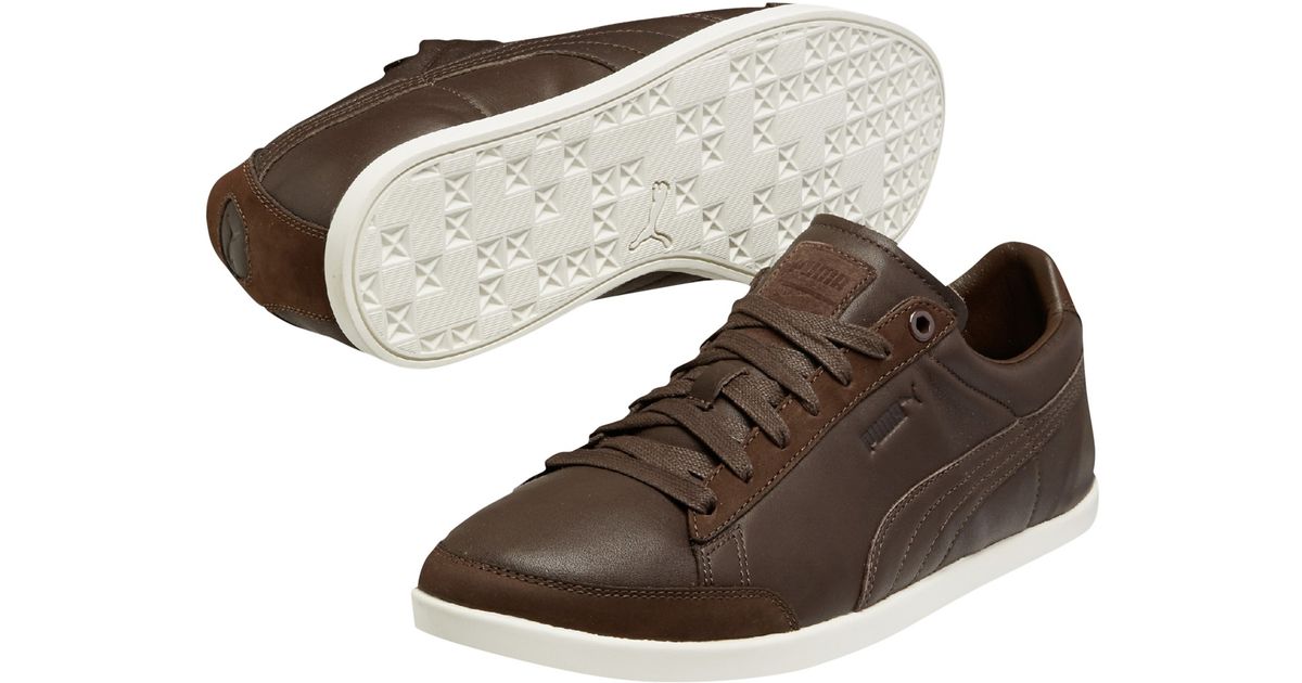 puma brown leather trainers