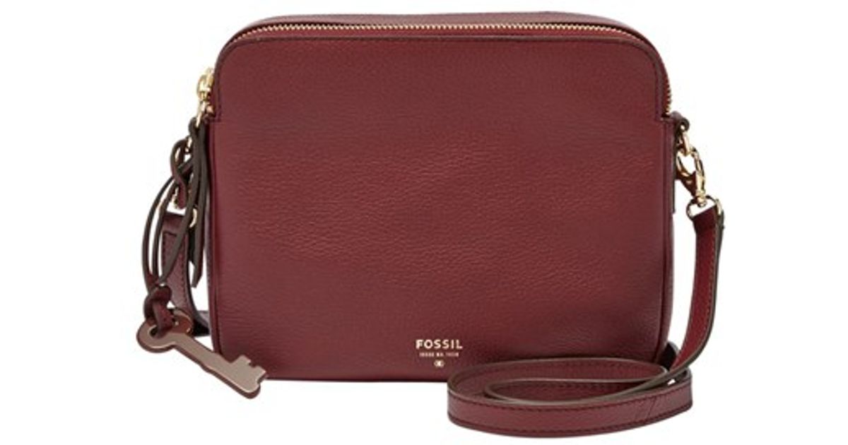 Fossil Purple Sydney Leather Crossbody Bag