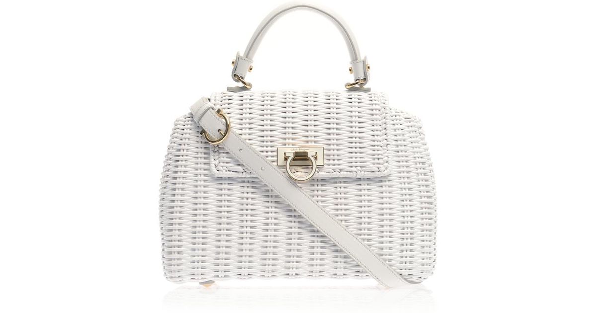 white wicker handbag
