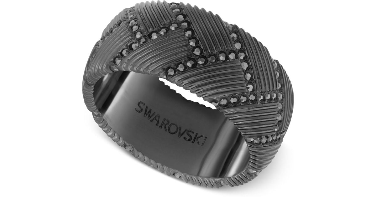 Swarovski Men'S Black-Tone Crystal Ring for Men | Lyst