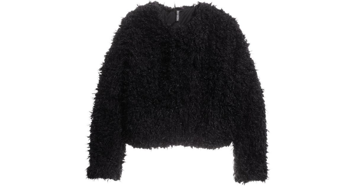 h&m black fluffy jacket