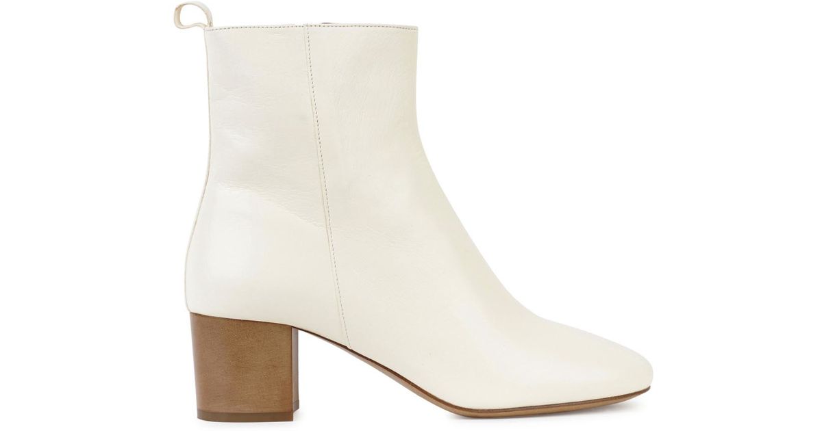 cream leather ankle boots