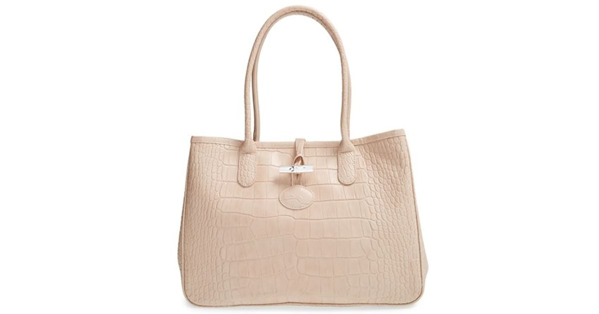 Longchamp Pink 'roseau Croco' Shoulder Tote Longchamp Pink 'roseau Croco' Shoulder Tote