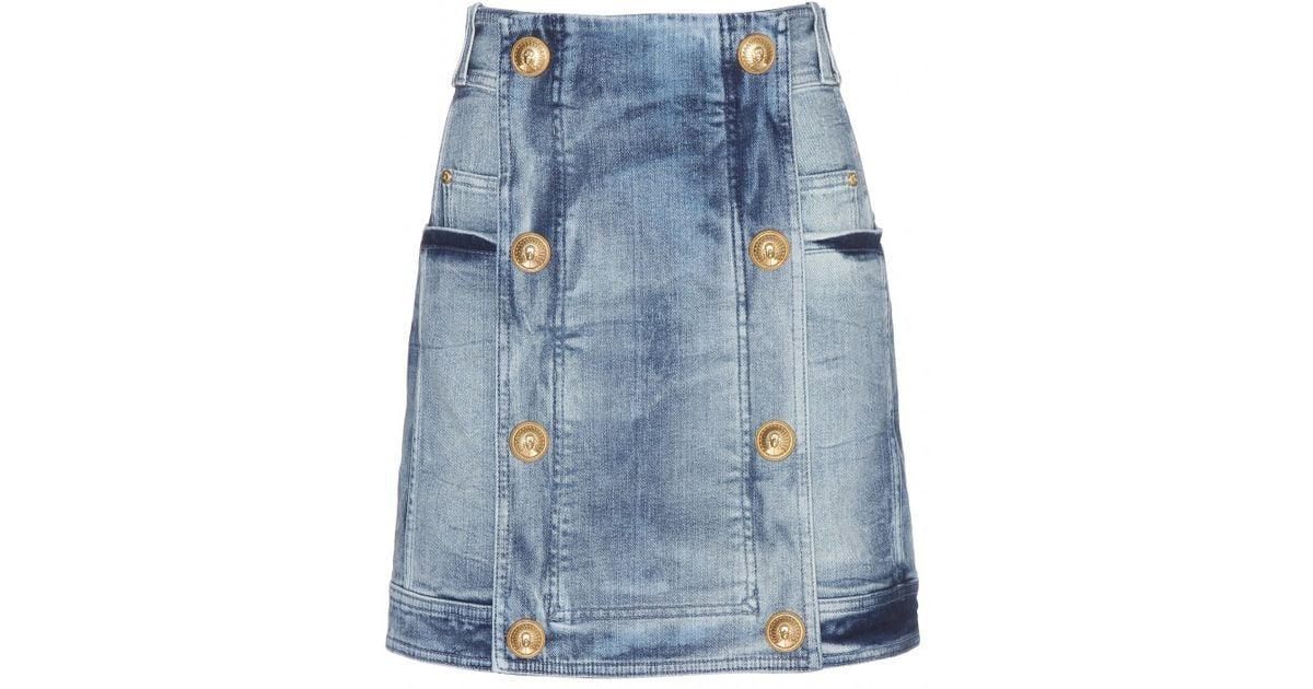 balmain jean skirt