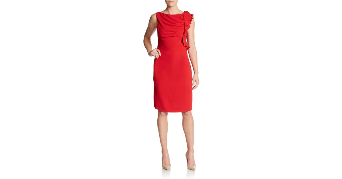 red sleeveless sheath dress