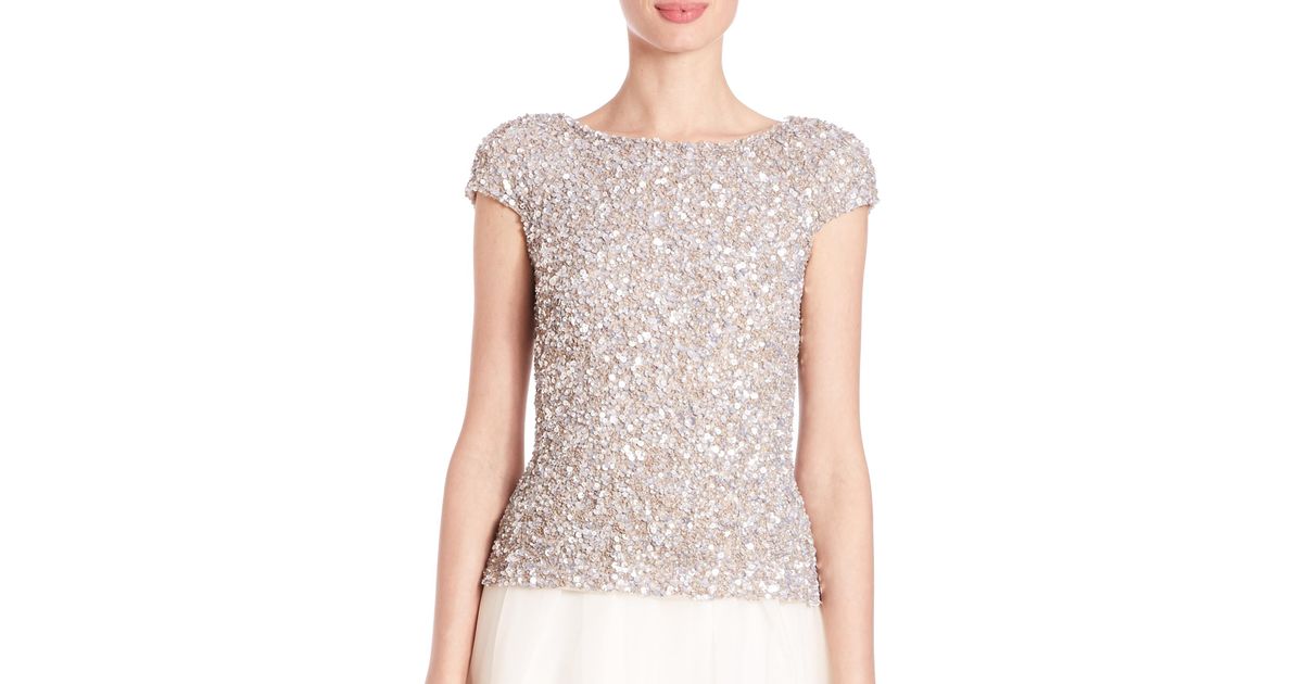 sequin cap sleeve top