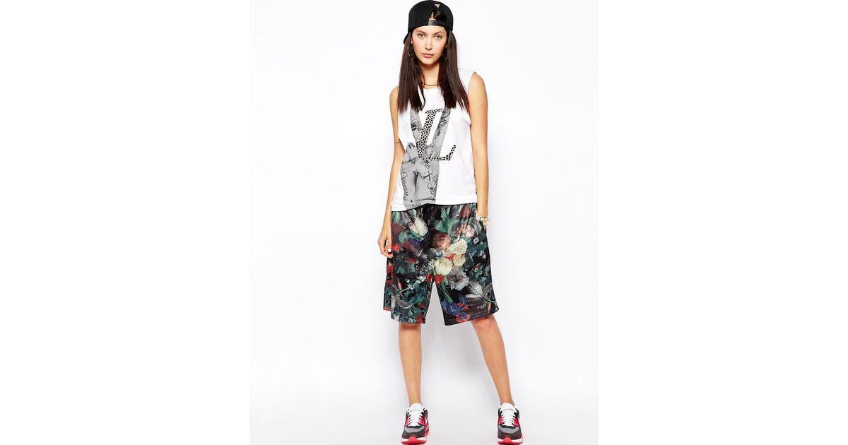 Criminal Damage Basketball Shorts With Mixed Floral Print Lyst