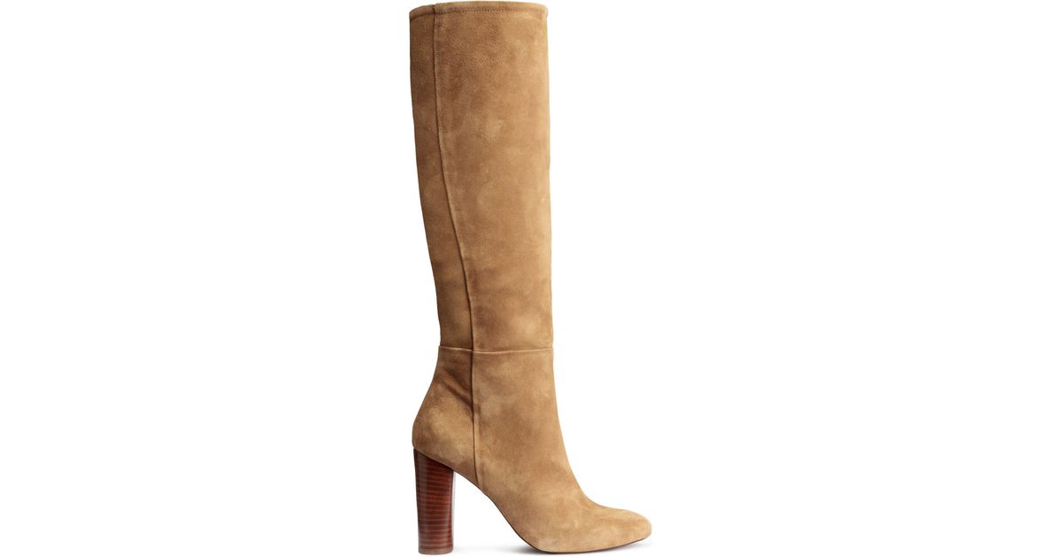 H\u0026M Knee-high Suede Boots in Camel 