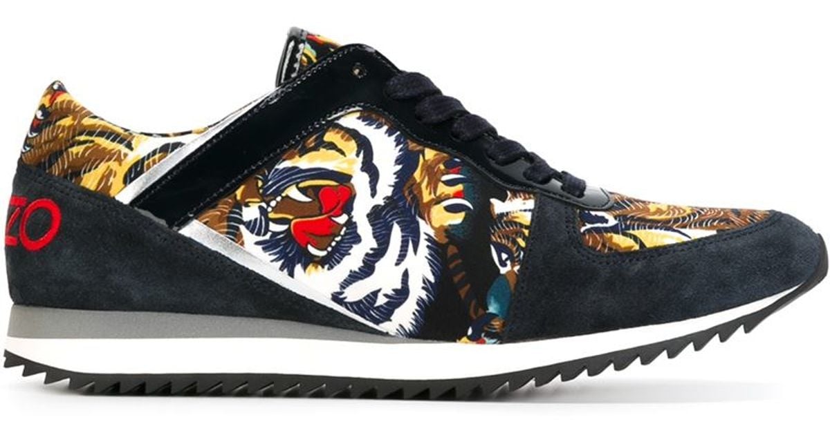 KENZO 'k-run' Flying Tiger Sneakers in Blue for Men | Lyst