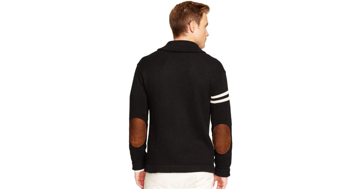Polo Ralph Lauren Varsity Shawl Cardigan in Black for Men Lyst